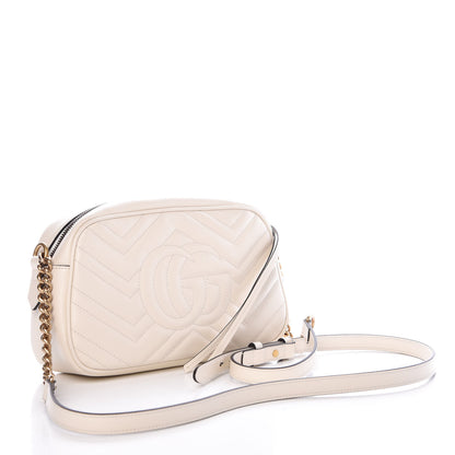 Gucci Calfskin Matelasse Small GG Marmont Chain Shoulder Bag White 3 of 8