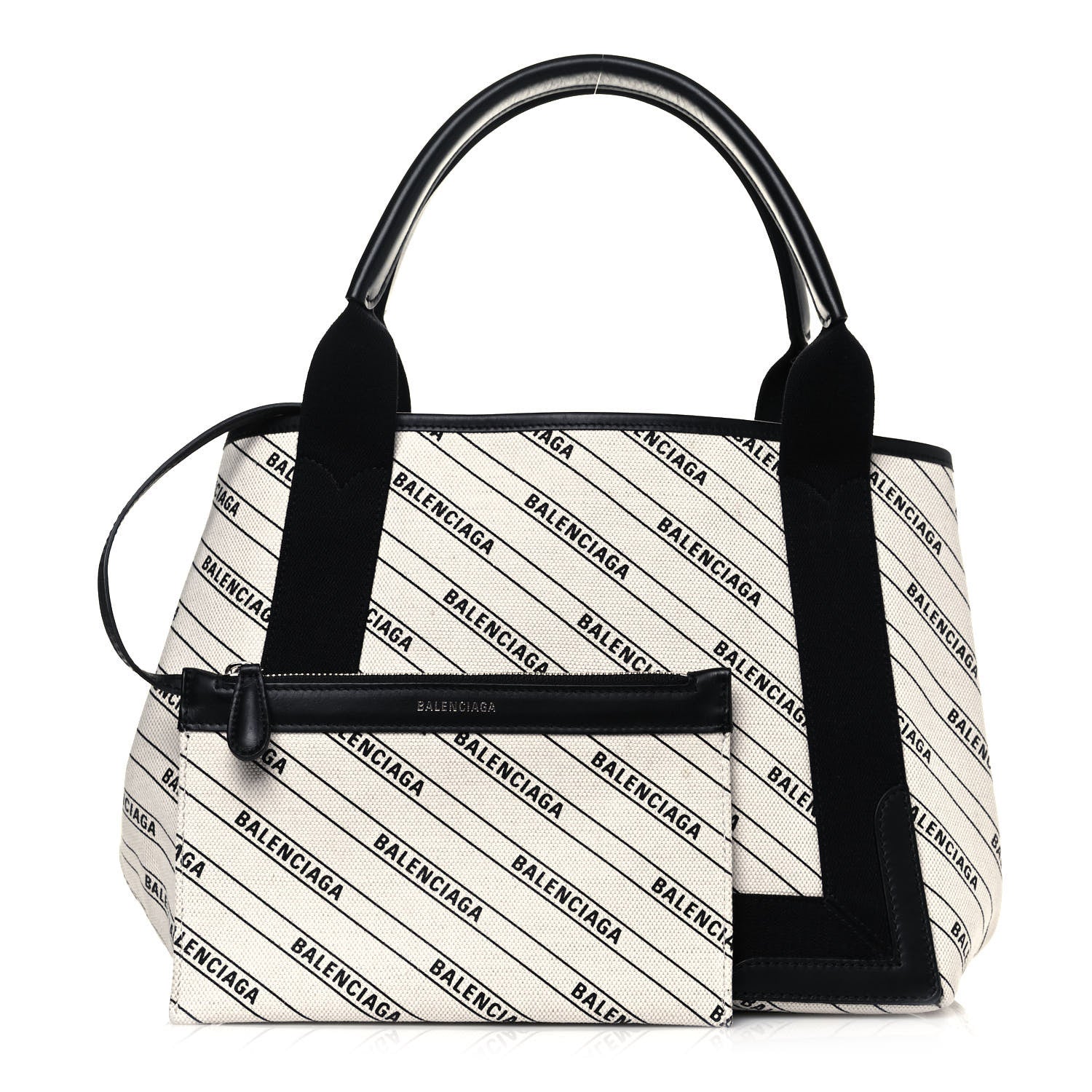 Balenciaga Canvas Logo S Navy Cabas Natural Black 1 of 11