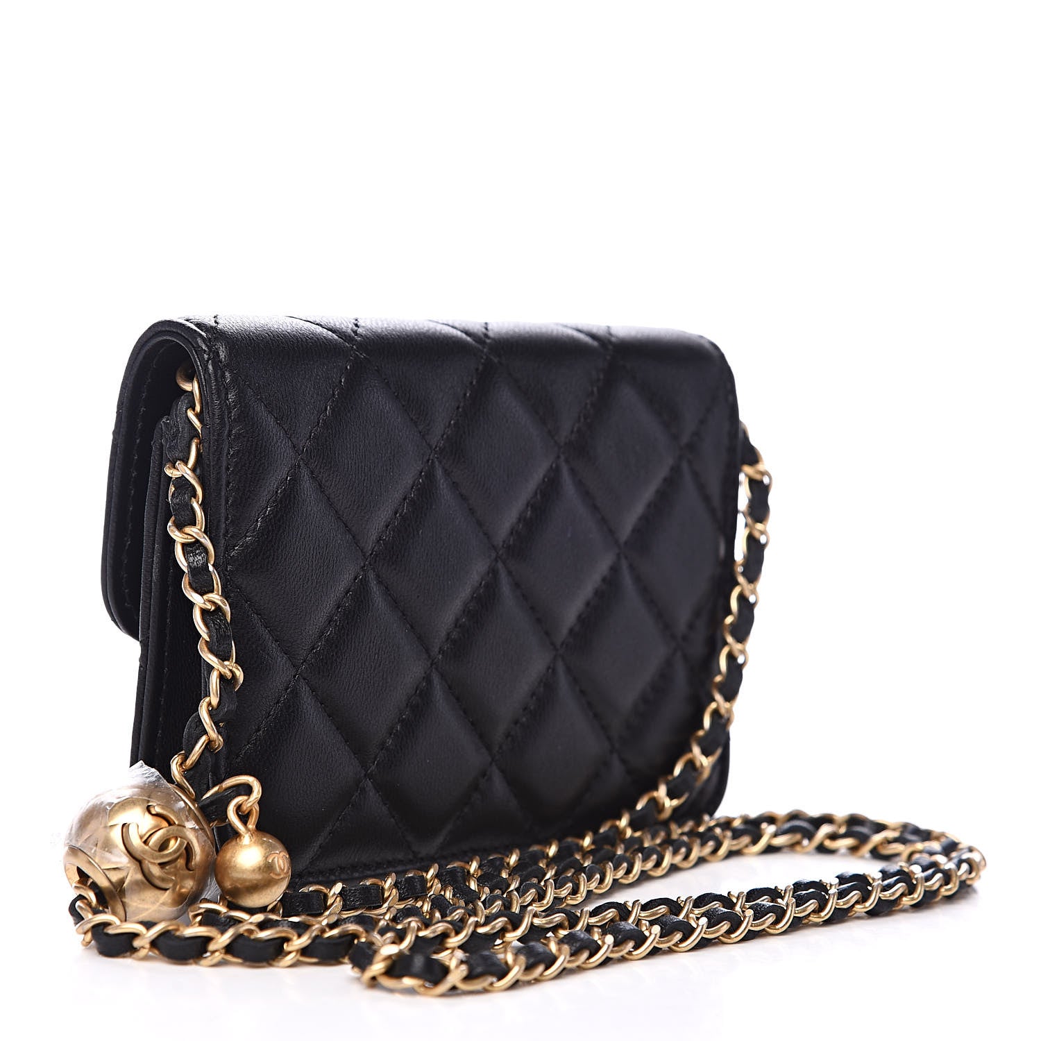 Chanel Lambskin Quilted Pearl Crush Clutch With Chain Black 3 of 10