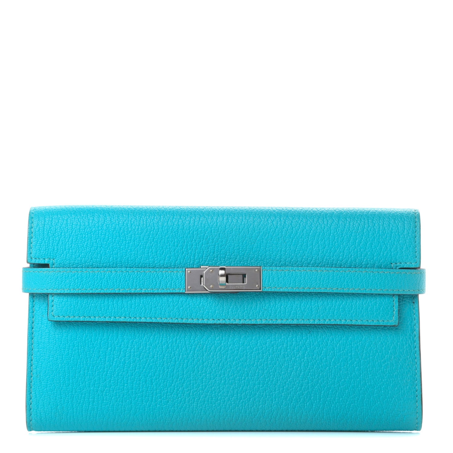 Hermes Chevre Mysore Kelly Longue Wallet Turquoise 1 of 10