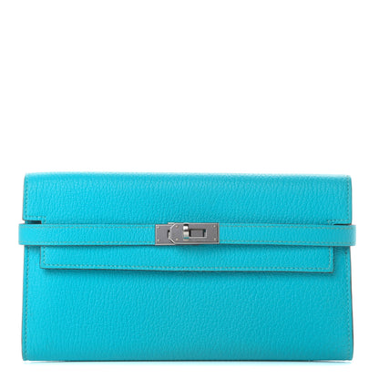 Hermes Chevre Mysore Kelly Longue Wallet Turquoise 1 of 10
