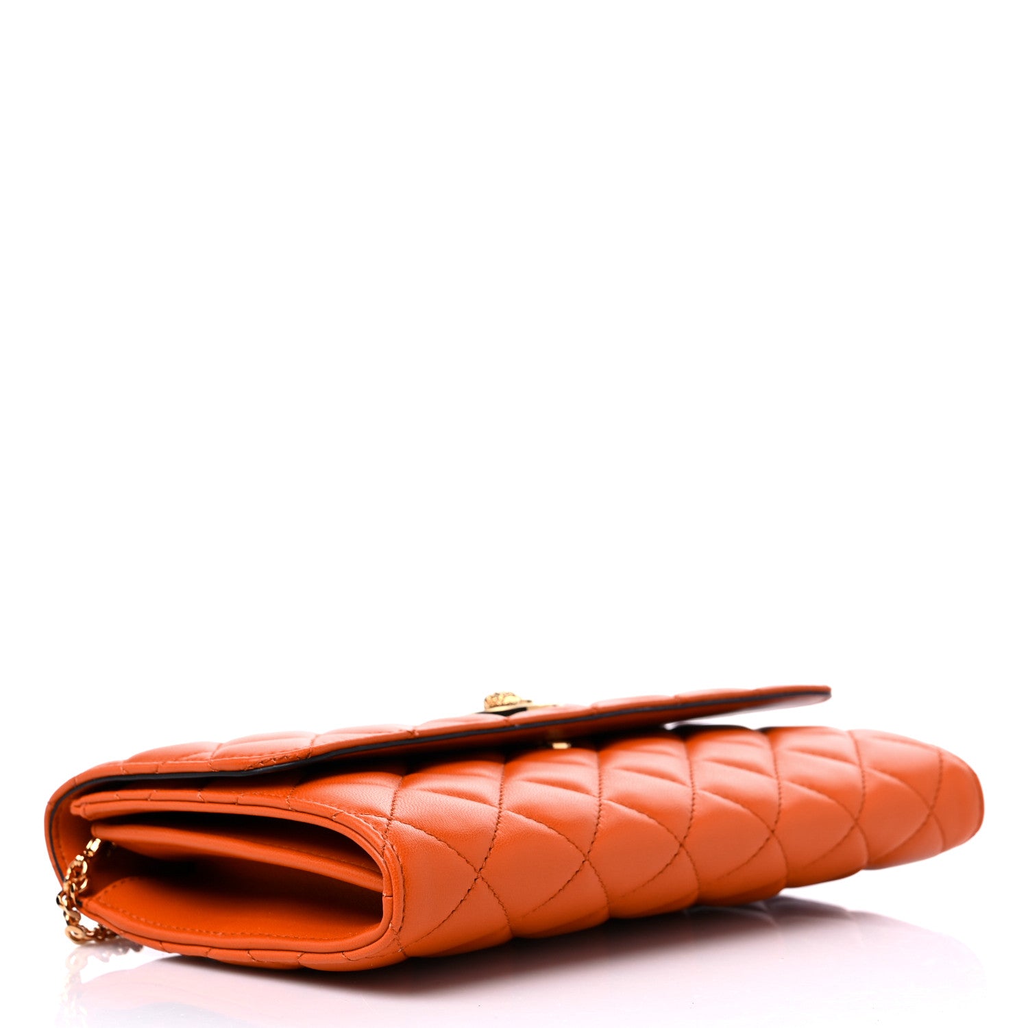 Versace Lambskin Quilted Medusa Wallet On Chain Crossbody Dark Orange 4 of 9