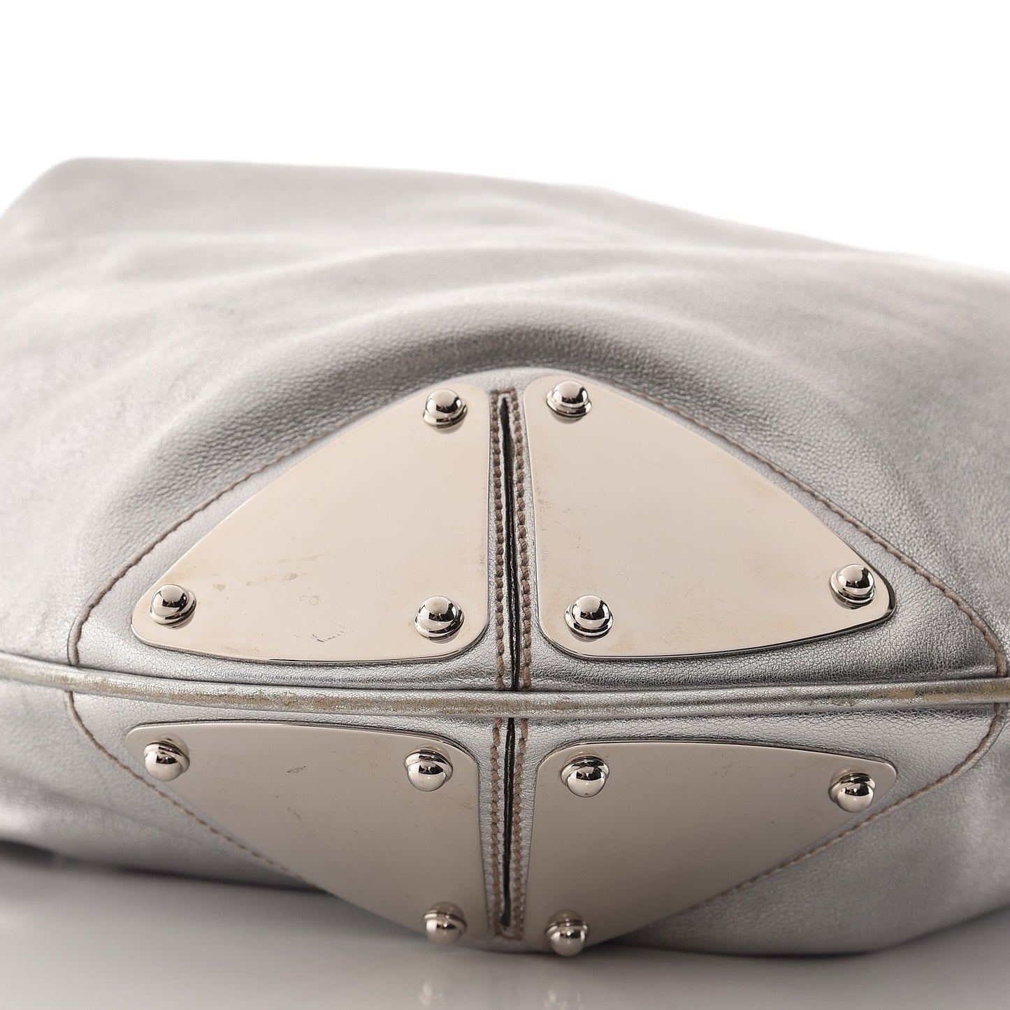 Metallic Calfskin Large Indy Top Handle Hobo Silver