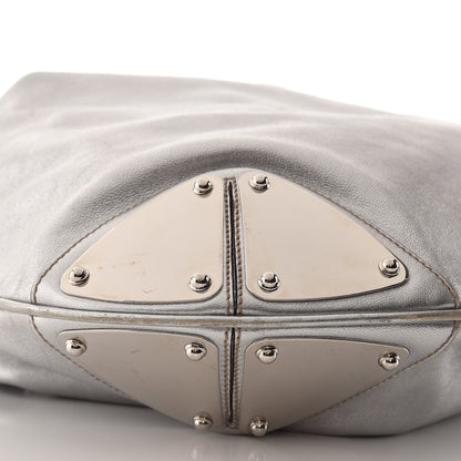 Gucci Metallic Calfskin Large Indy Top Handle Hobo Silver 14 of 21