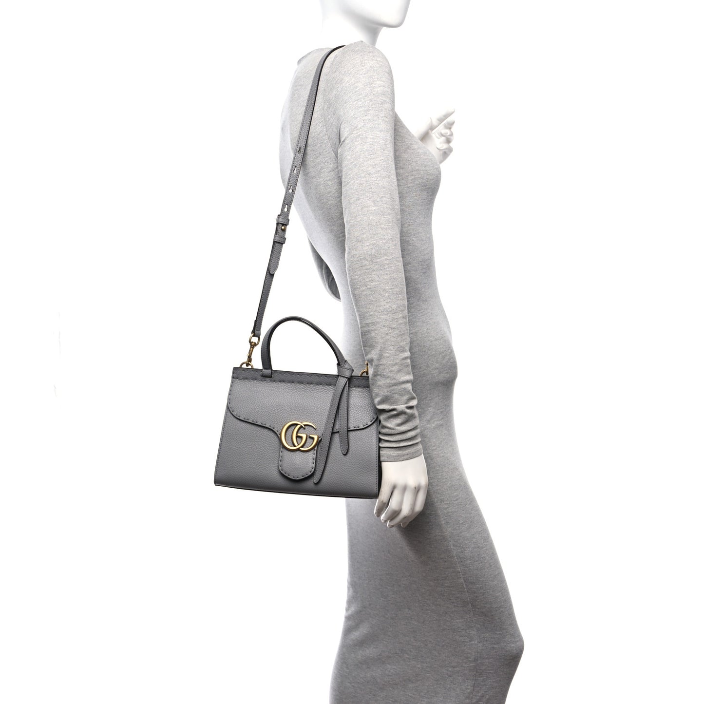 Cellarius Calfskin Mini GG Marmont Top Handle Bag Deep Grey