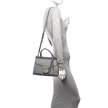 Gucci Cellarius Calfskin Mini GG Marmont Top Handle Bag Deep Grey 2 of 14