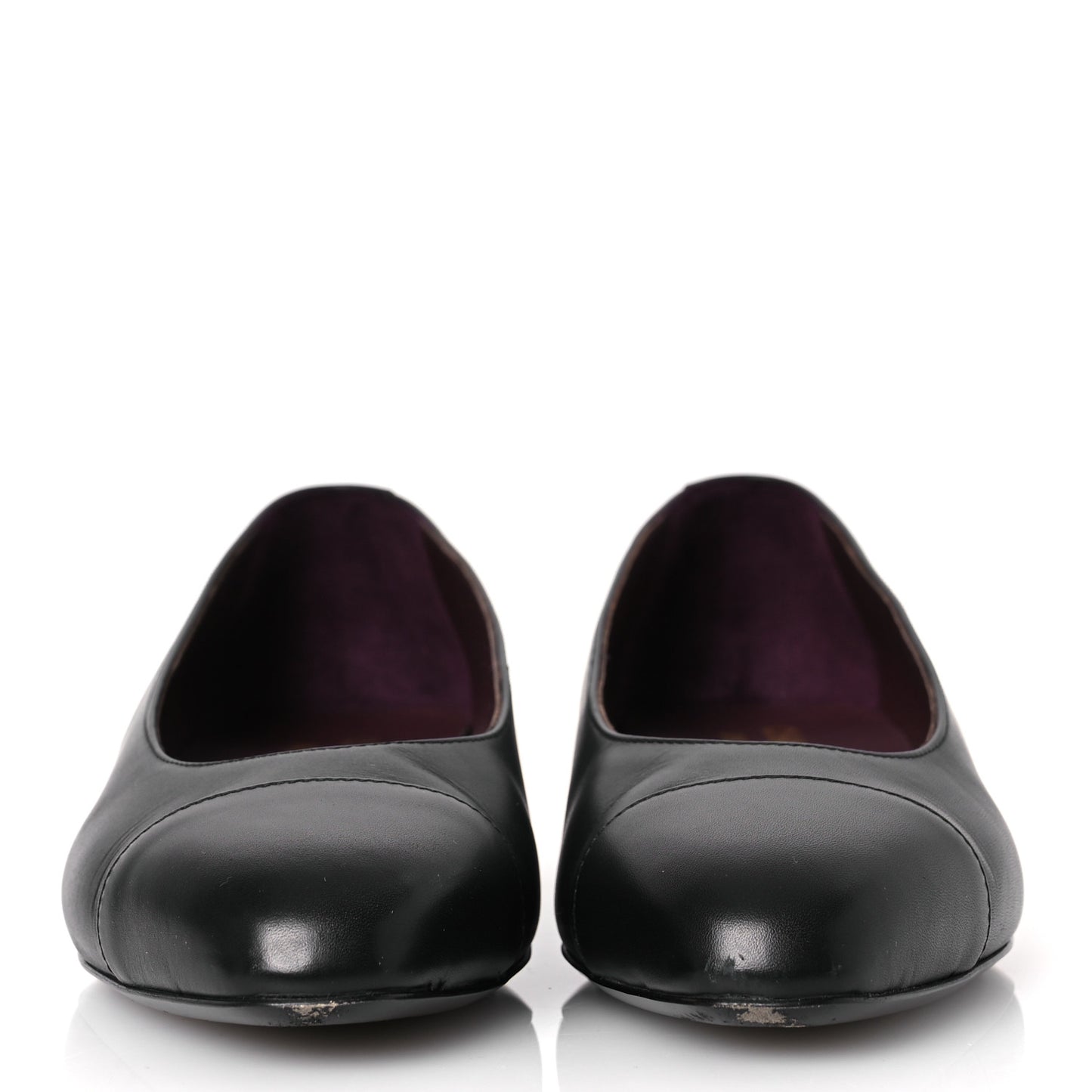 Lambskin Cap Toe CC Uniform Ballerina Flats 38 Black