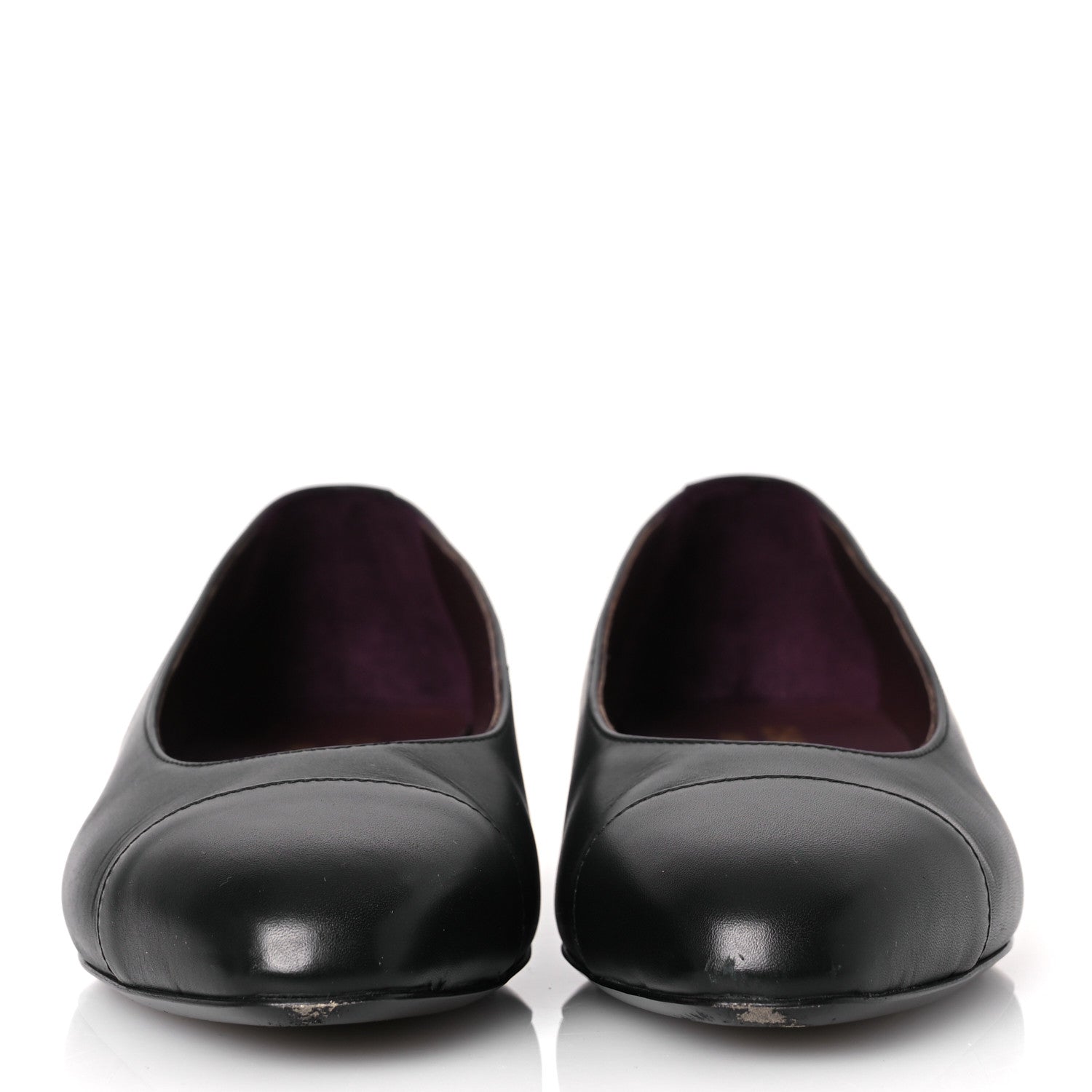 Chanel Lambskin Cap Toe CC Uniform Ballerina Flats 38 Black 3 of 15