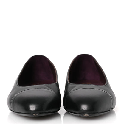 Chanel Lambskin Cap Toe CC Uniform Ballerina Flats 38 Black 3 of 15