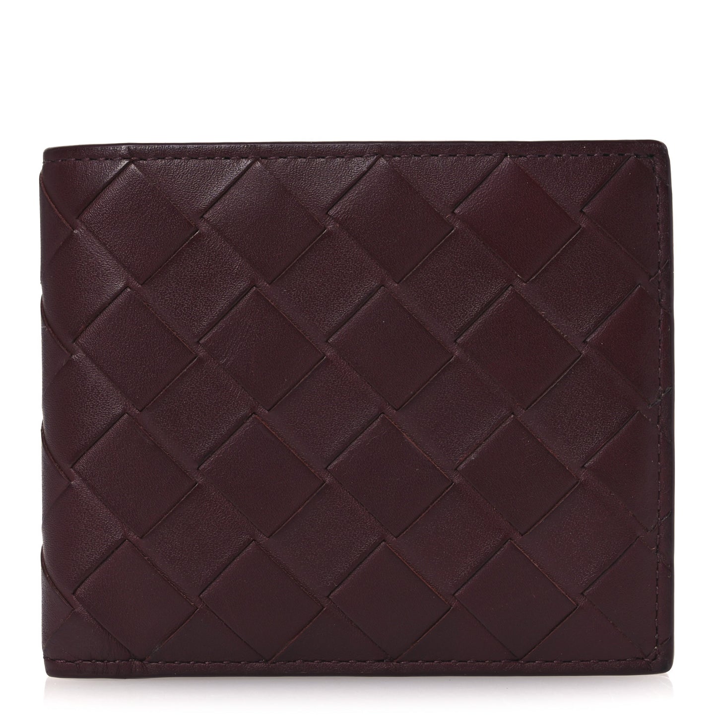 Nappa Maxi Intrecciato Bi-Fold Wallet Burgundy Blue