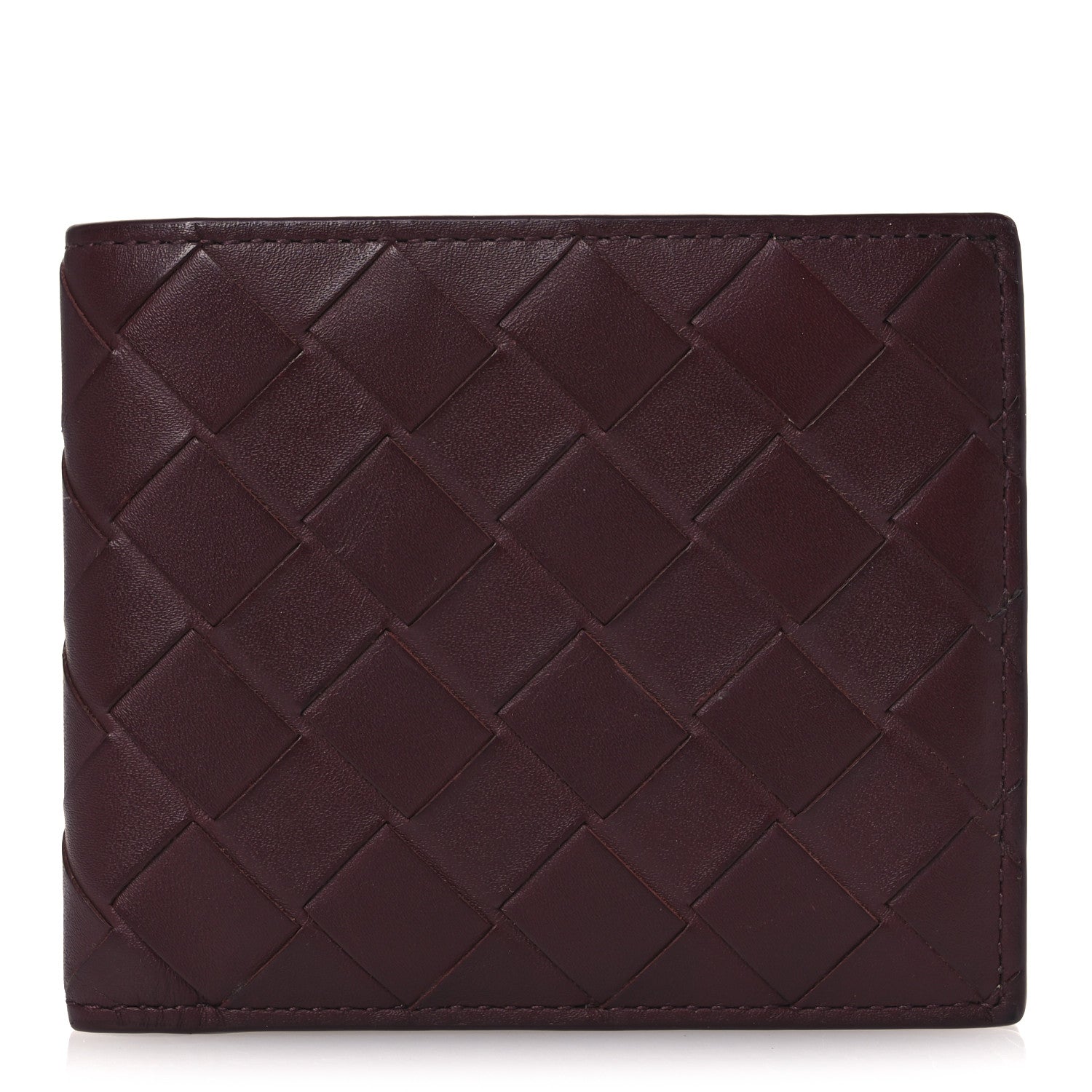 Bottega Veneta Nappa Maxi Intrecciato Bi-Fold Wallet Burgundy Blue 1 of 8