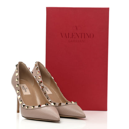 Valentino Garavani Pebbled Calfskin Rockstud 85mm Pumps 35 Poudre 8 of 8