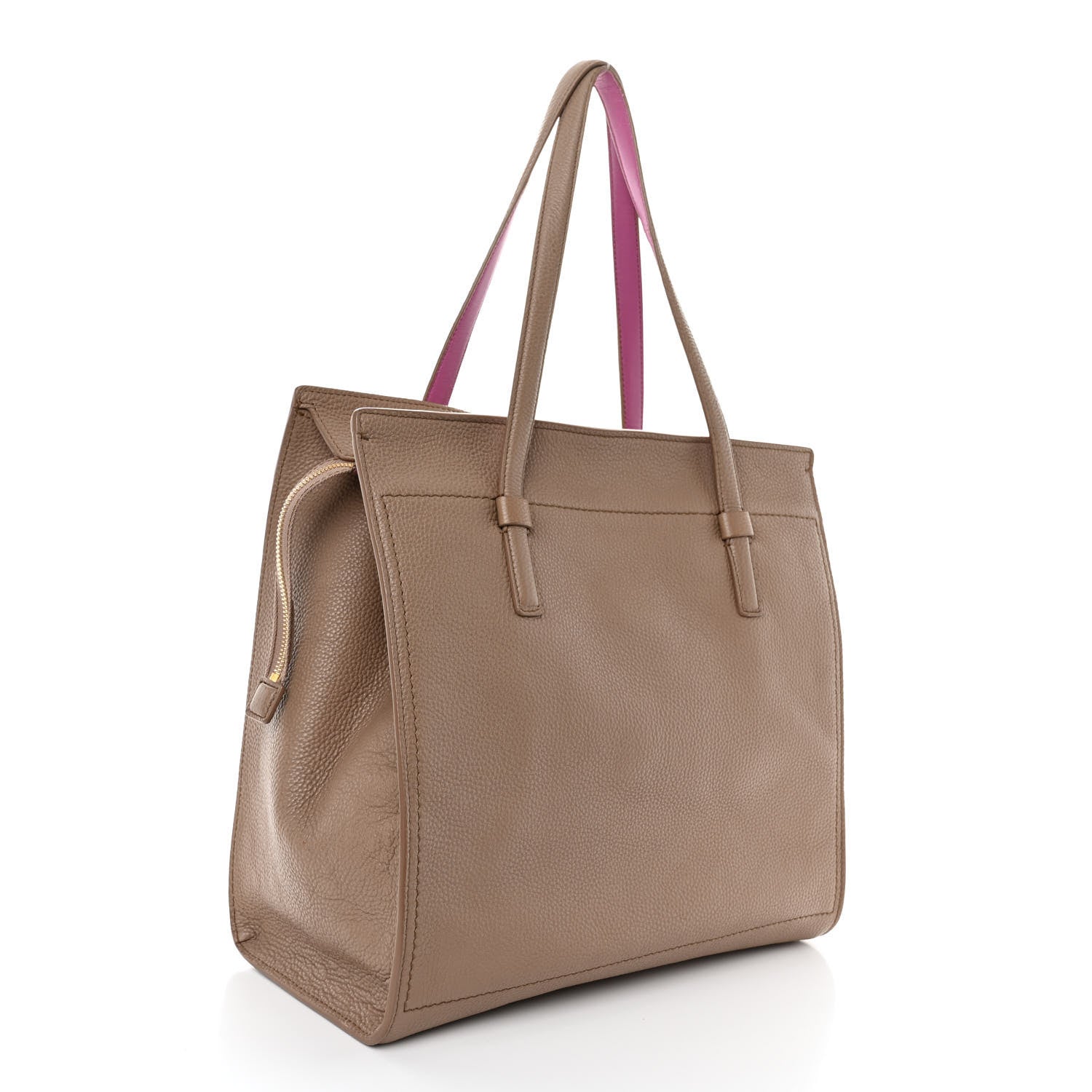 Salvatore Ferragamo Grained Calfskin Double Handle Medium Amy Tote Beige Pink 3 of 11