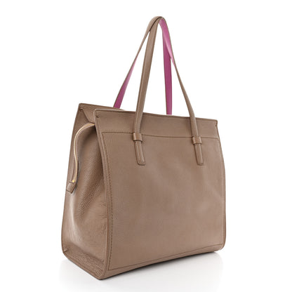 Salvatore Ferragamo Grained Calfskin Double Handle Medium Amy Tote Beige Pink 3 of 11