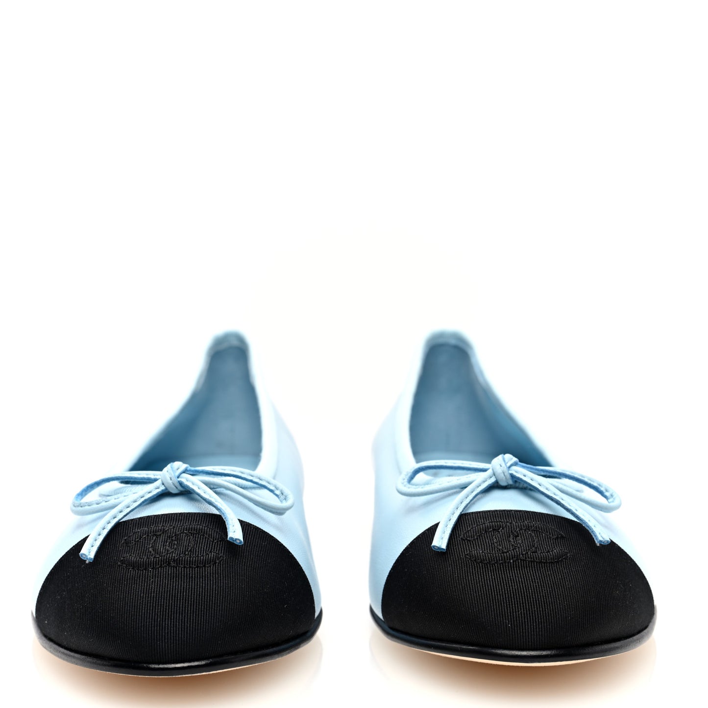 Lambskin Cap Toe CC Ballerina Flats 38.5 Light Blue Black