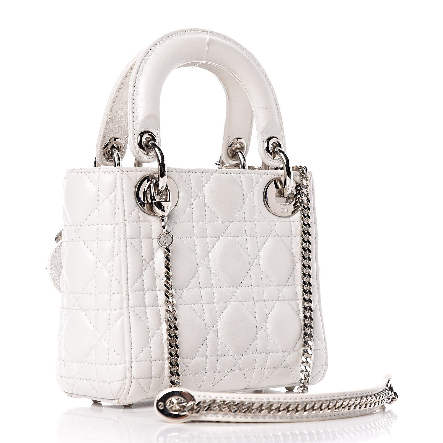 Christian Dior Lambskin Cannage Mini Lady Dior White 3 of 15