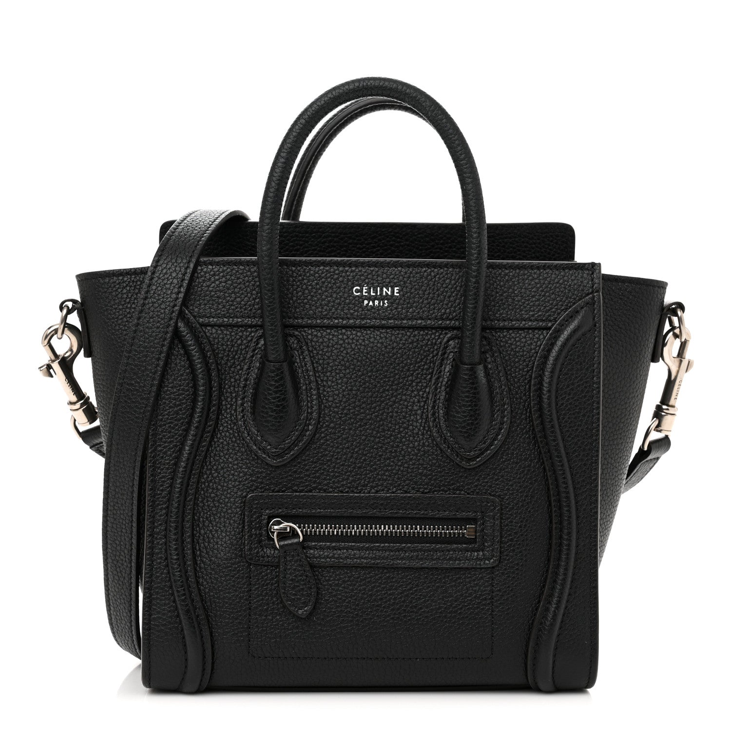 Celine Drummed Calfskin Nano Luggage Black 1 of 10