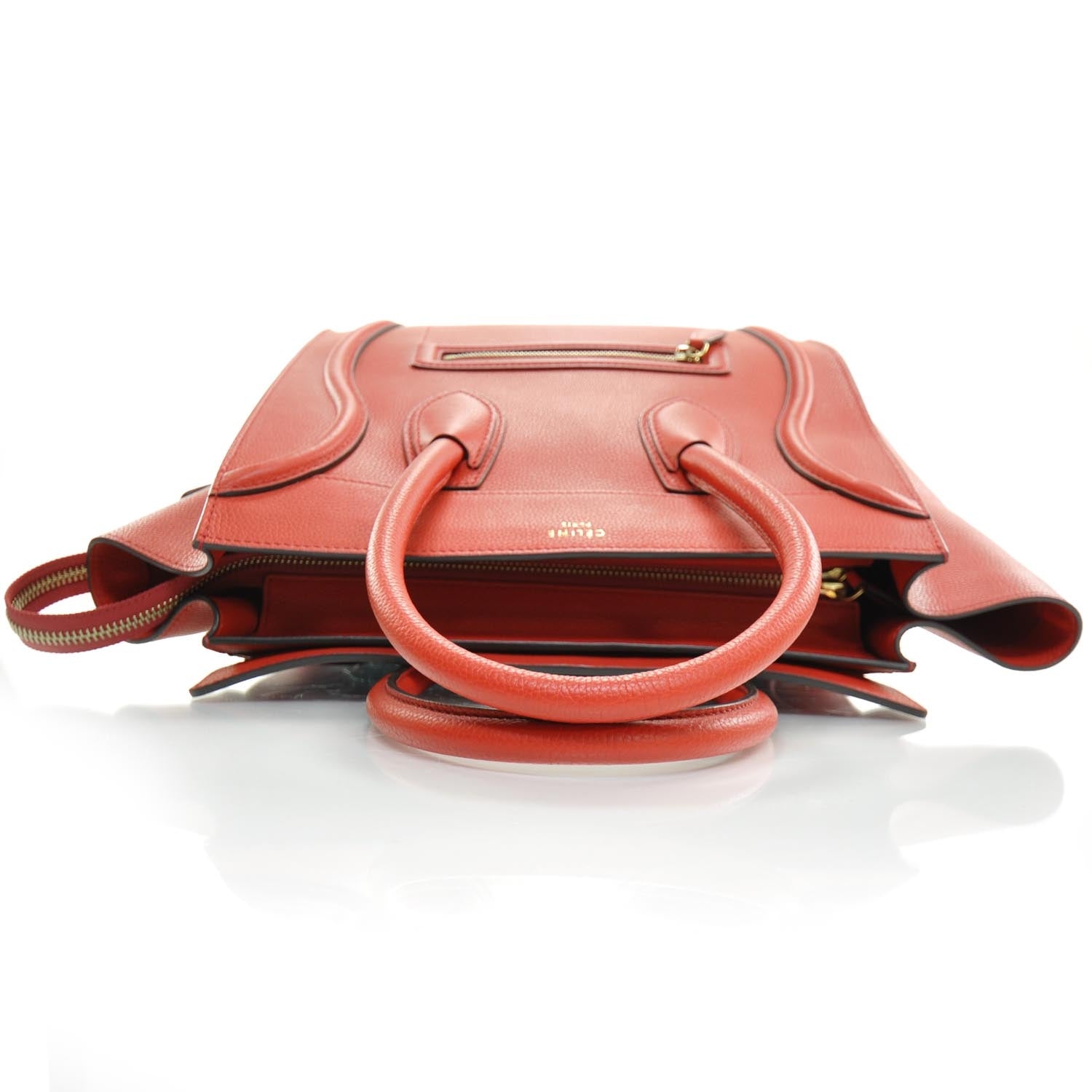 Celine Pebbled Leather Mini Luggage Coquelicot 5 of 8