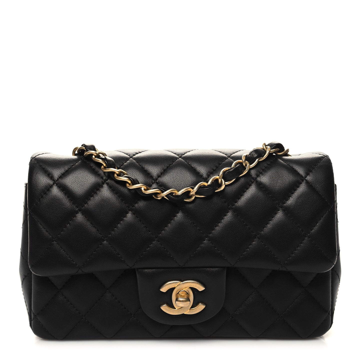 Lambskin Quilted Mini Rectangular Flap Black