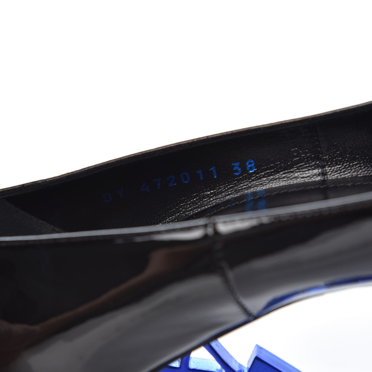 Saint Laurent Patent Opyum 100 Pumps 38 Black Blue Metal 7 of 10