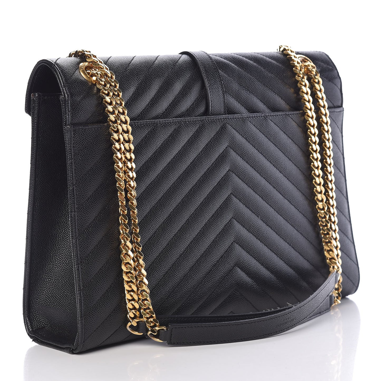 Grain De Poudre Matelasse Chevron Large Monogram Satchel Black
