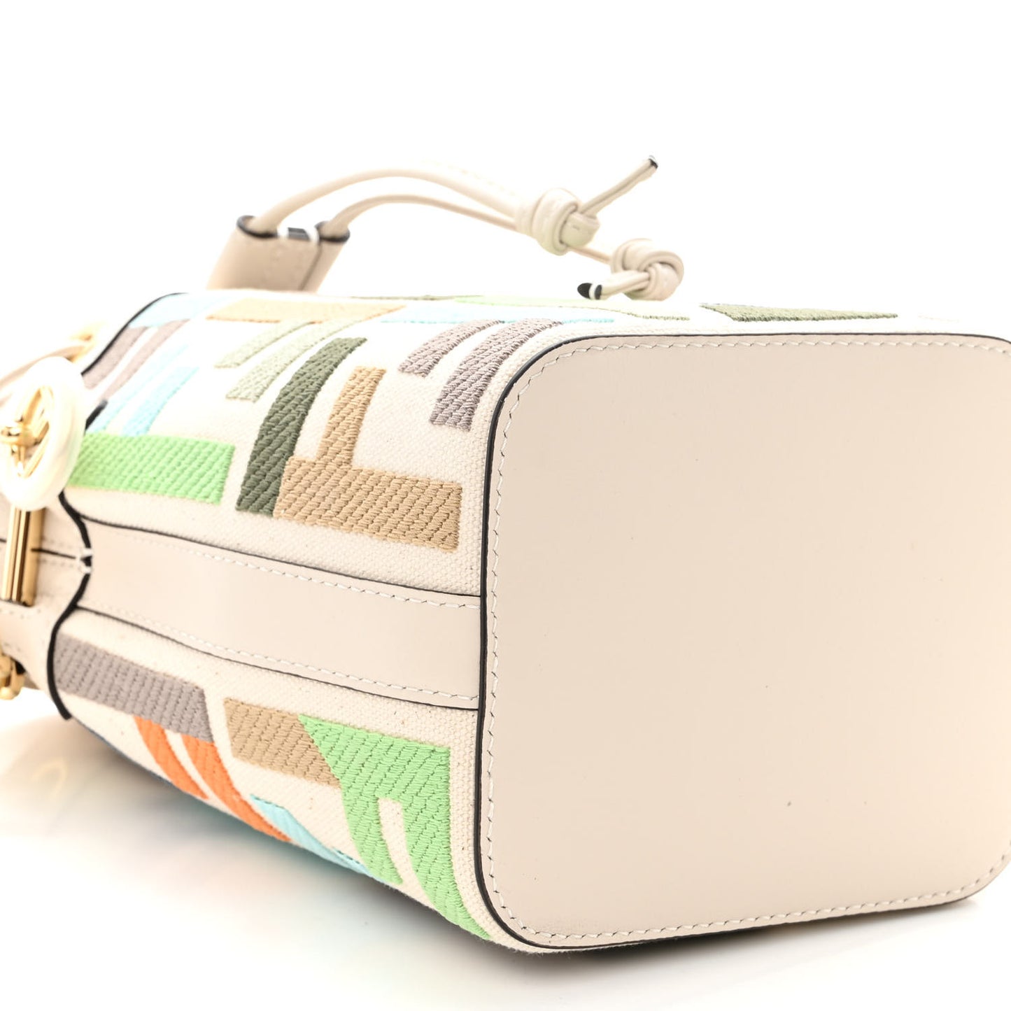 Canvas Vitello Grace F is Fendi FF Multicolor Embroidered Mini Mon Tresor Bucket Bag Grezzo Multicolor Latte