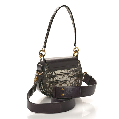 Chloe Calfskin Lizard Embossed Small Tess Bag Black Raisin 3 of 9