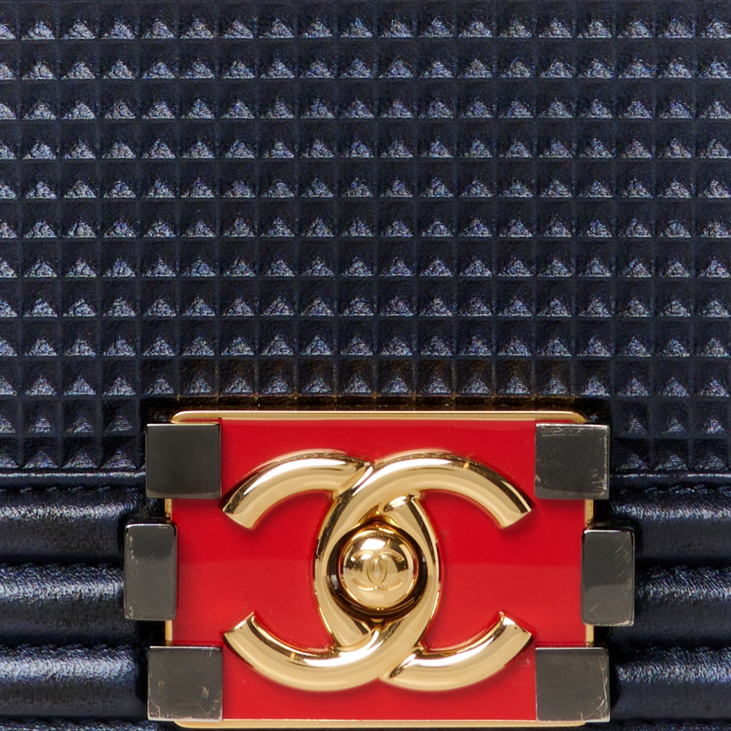 Chanel Lambskin Embossed Medium Boy Cube Flap Navy 8 of 10