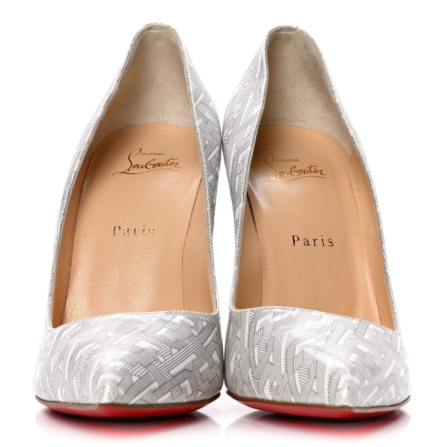 Christian Louboutin Patent Pigalle Follies 100 Pumps 40.5 White Silver 2 of 10
