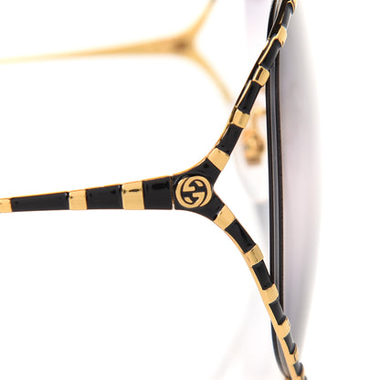 Gucci Metal Round Frame GG0595S Sunglasses Gold Black 5 of 9