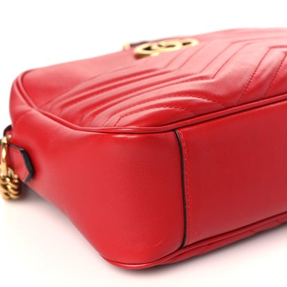 Gucci Calfskin Matelasse Medium GG Marmont Chain Shoulder Bag Hibiscus Red 8 of 9