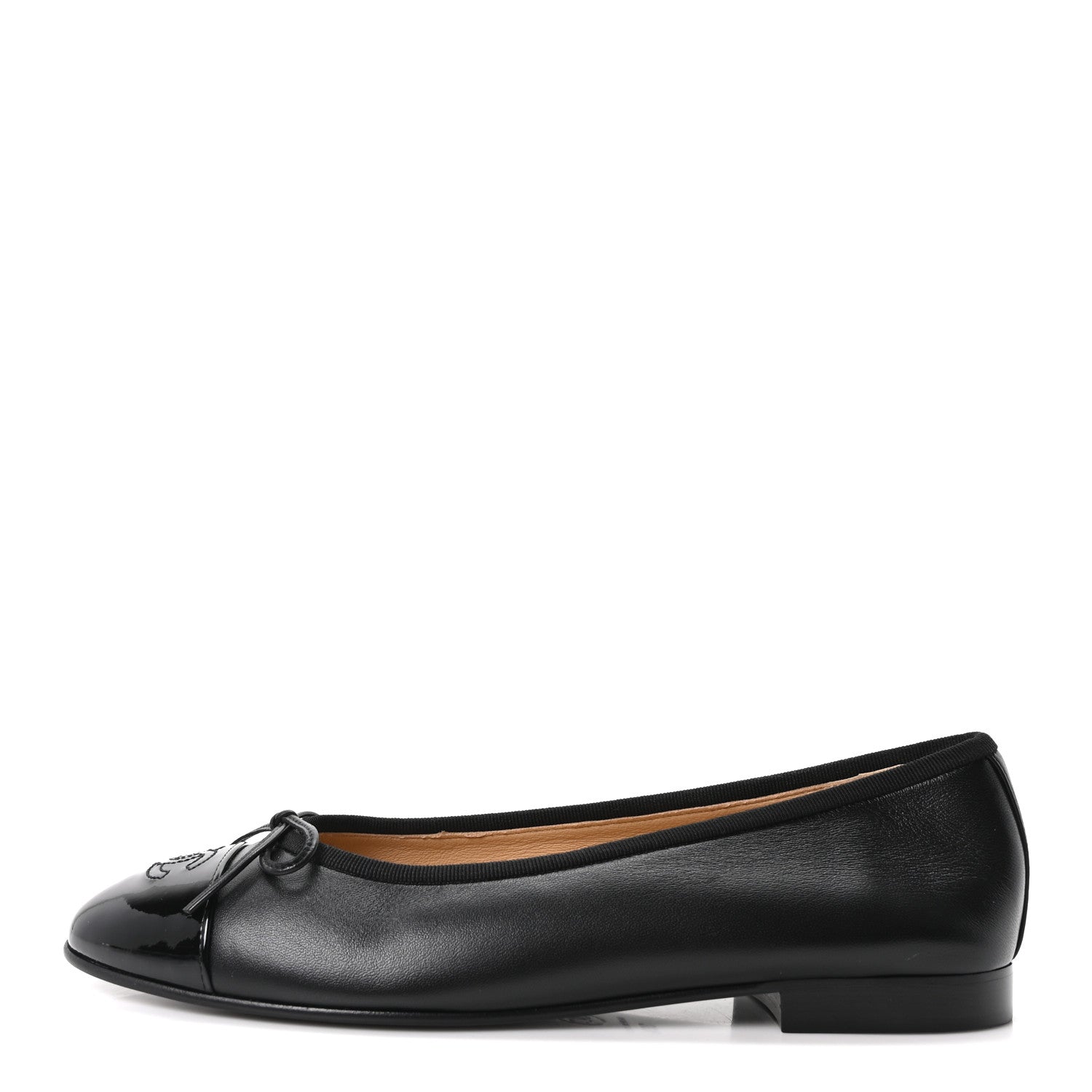 Chanel Lambskin Patent Cap Toe Ballerina Flats 39.5 Black 1 of 10