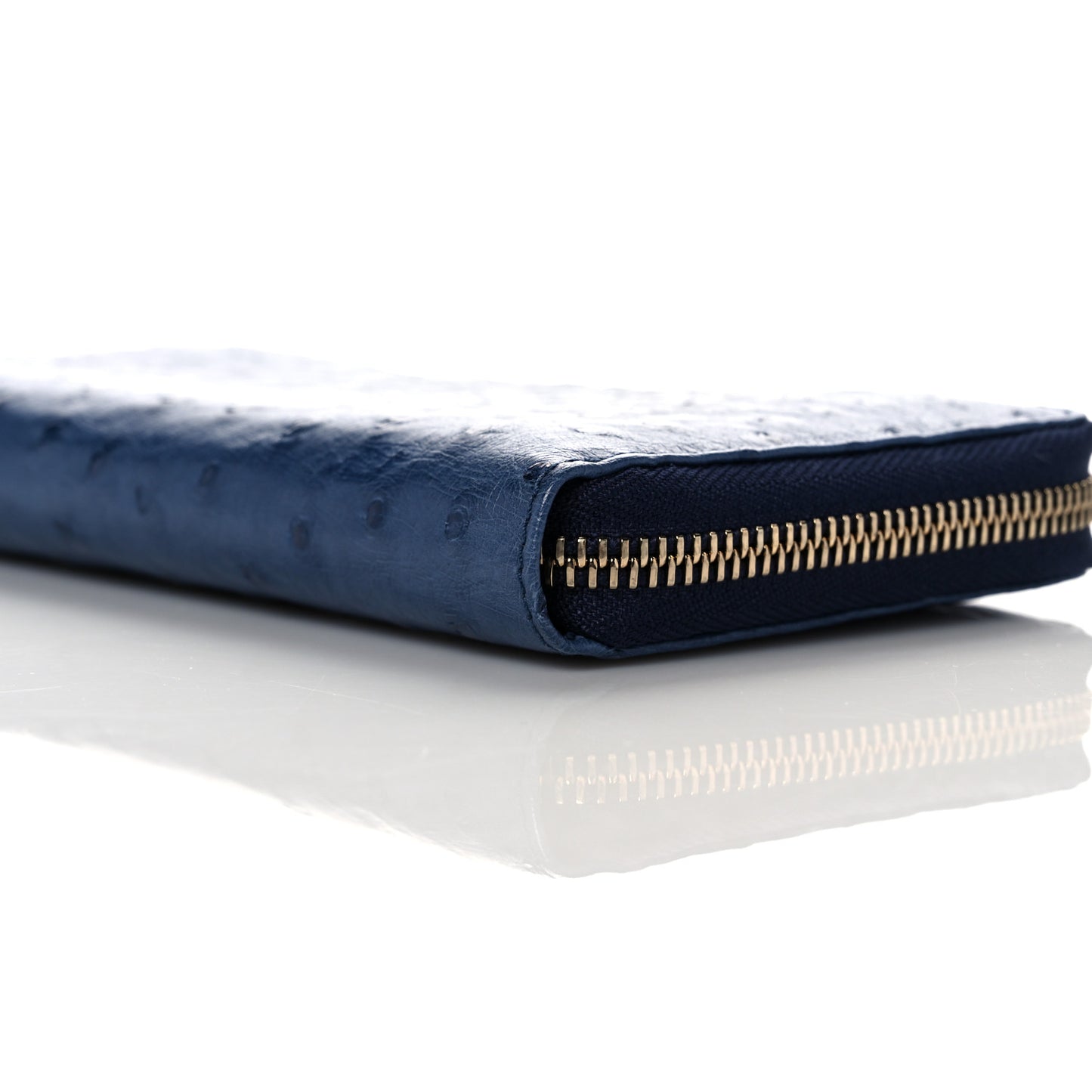 Ostrich Bamboo Zip Around Wallet Dark Blue