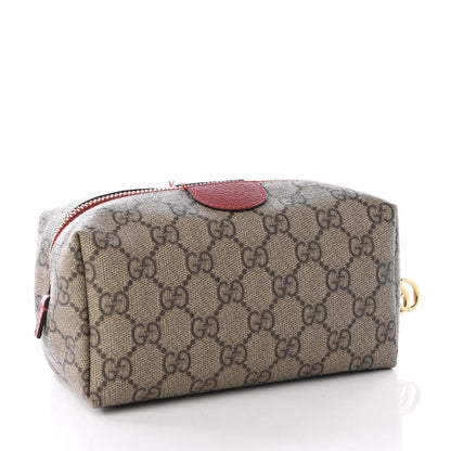 Gucci Soft GG Supreme Monogram Calfskin Medium Ophidia Cosmetic Case Beige Ebony Hibiscus Red 2 of 10
