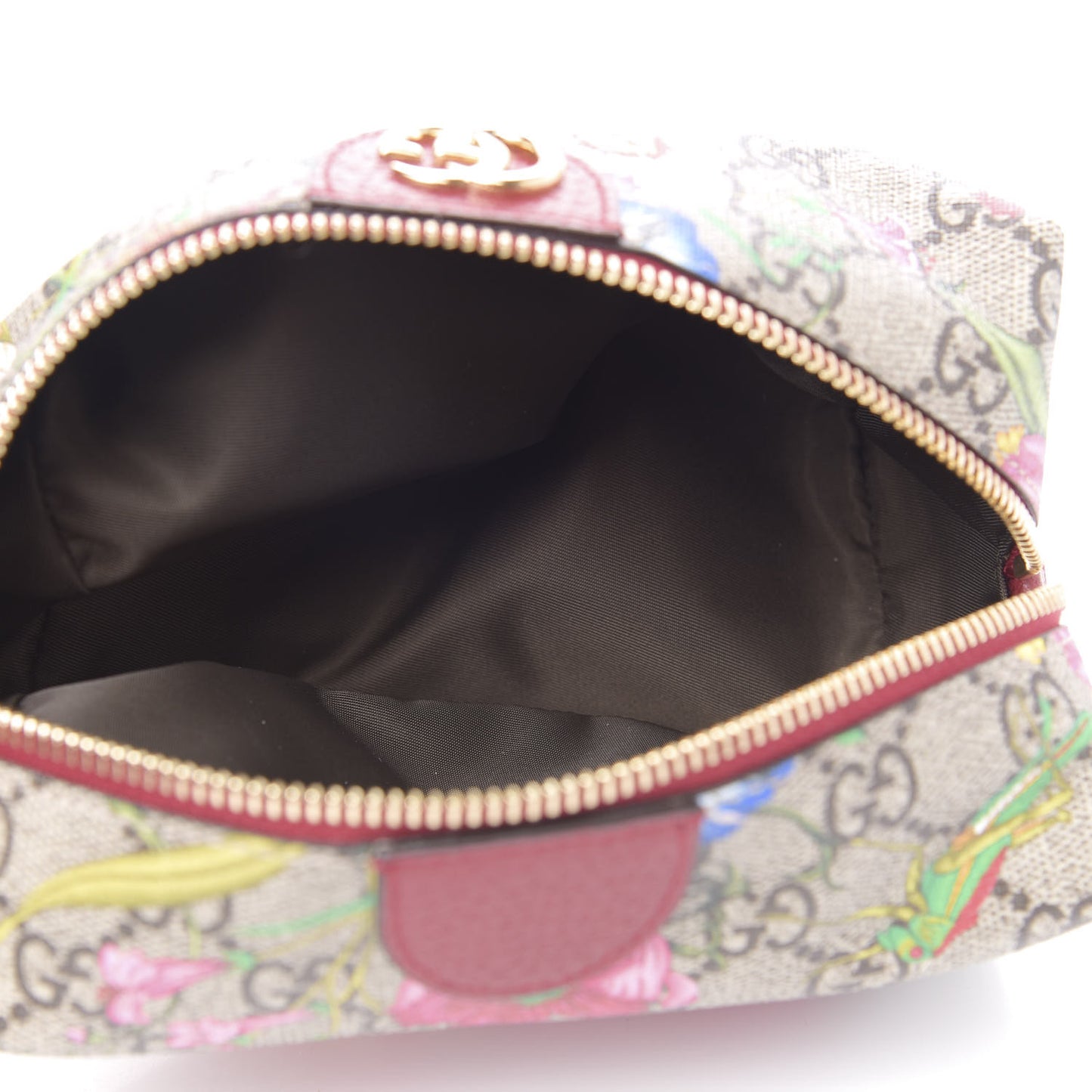 Soft GG Supreme Monogram Flora Calfskin Medium Ophidia Cosmetic Case Beige Ebony Multicolor Rosso