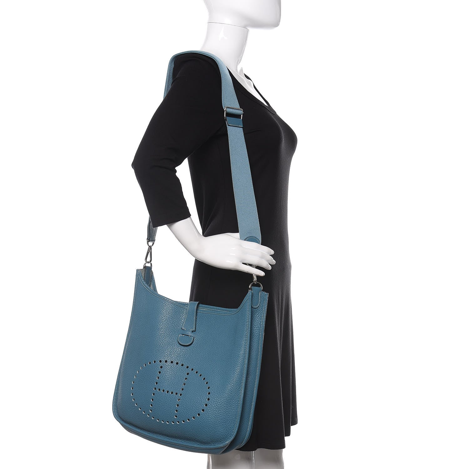 Hermes Taurillon Clemence Evelyne III GM Blue Jean 2 of 10