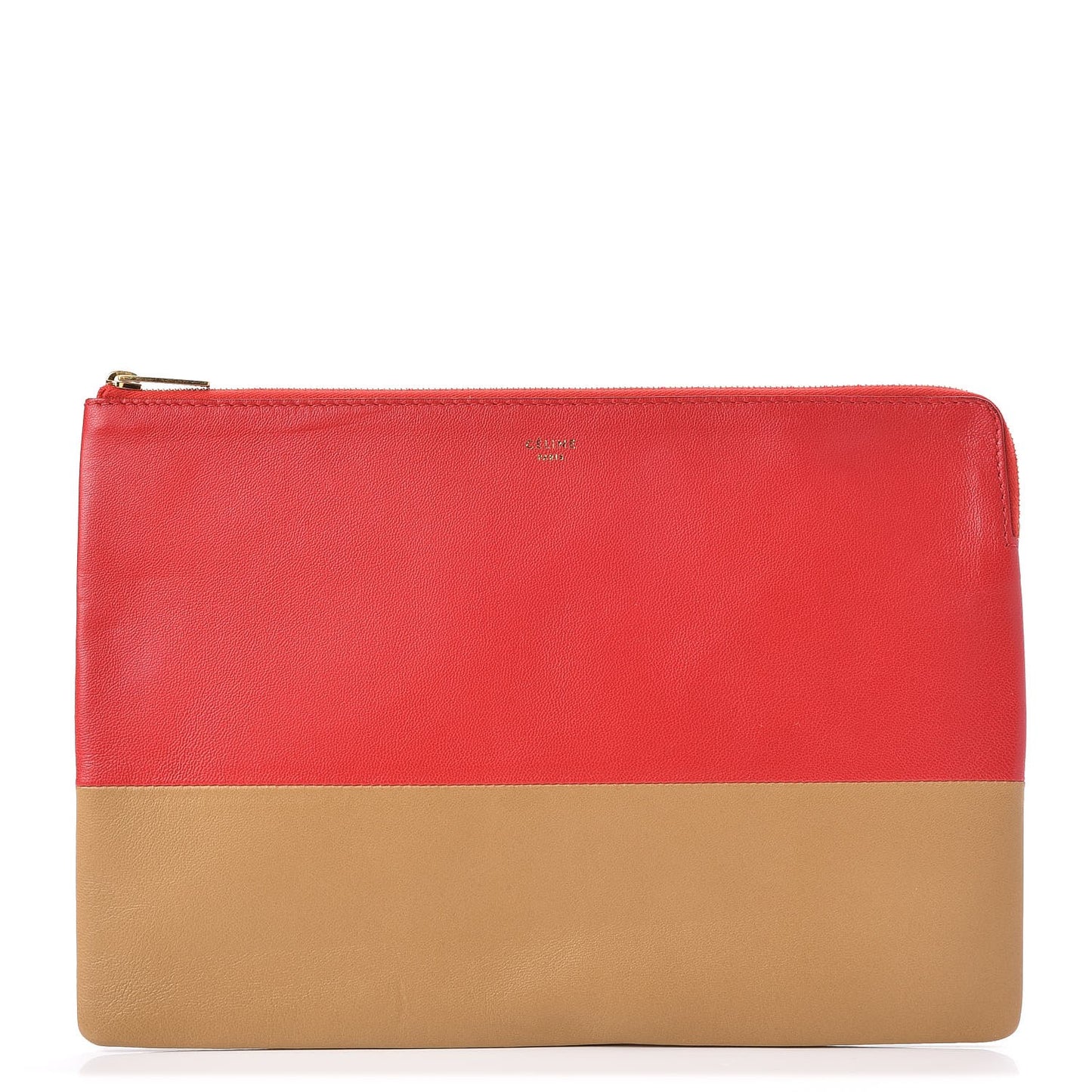 Lambskin Bi-Color Solo Clutch Pouch Raspberry Butter