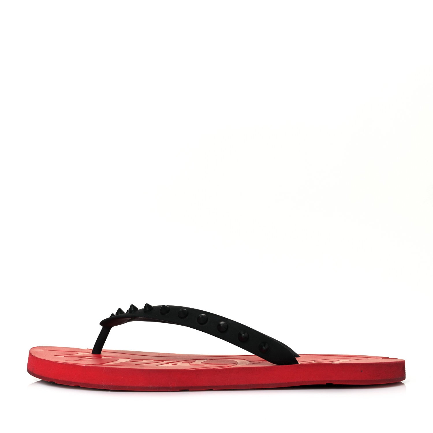 Christian Louboutin Rubber Spike Loubi Donna Flip Flop 41 Black Red 1 of 7