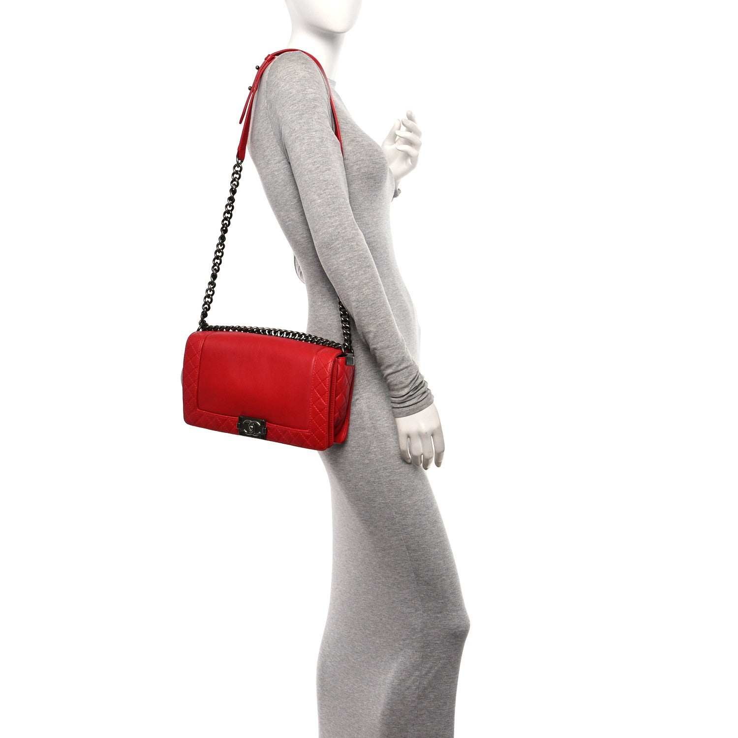 Chanel Calfskin New Medium Boy Reverso Flap Red 2 of 14