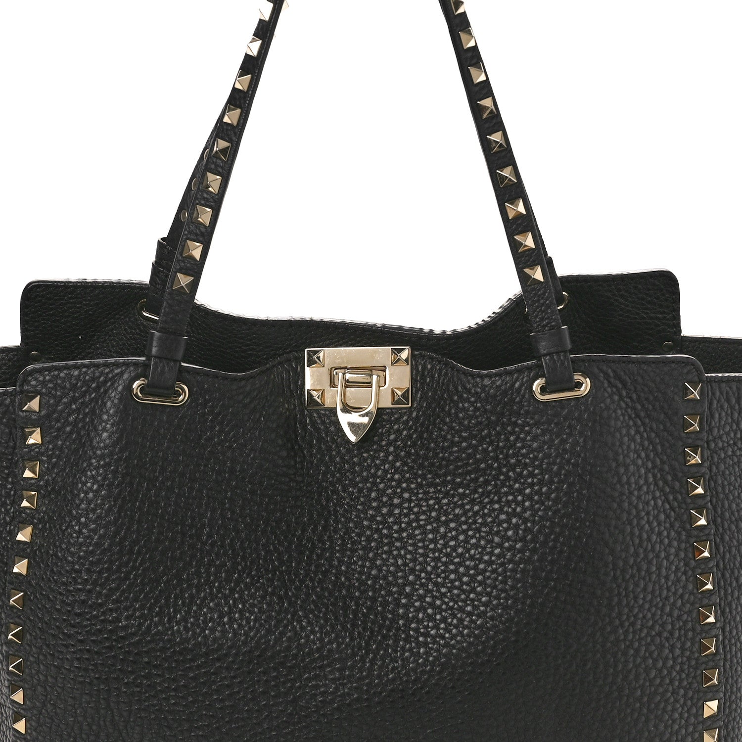 Valentino Garavani Pebbled Calfskin Medium Rockstud Tote Black 7 of 15