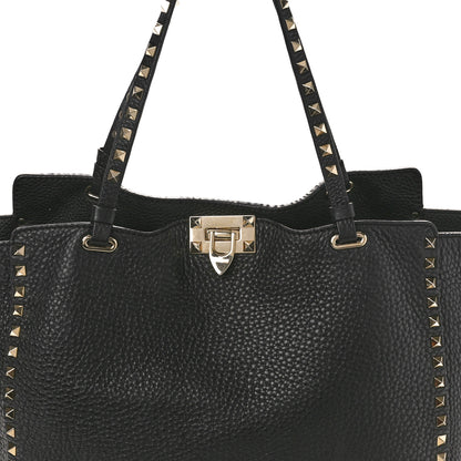 Valentino Garavani Pebbled Calfskin Medium Rockstud Tote Black 7 of 15