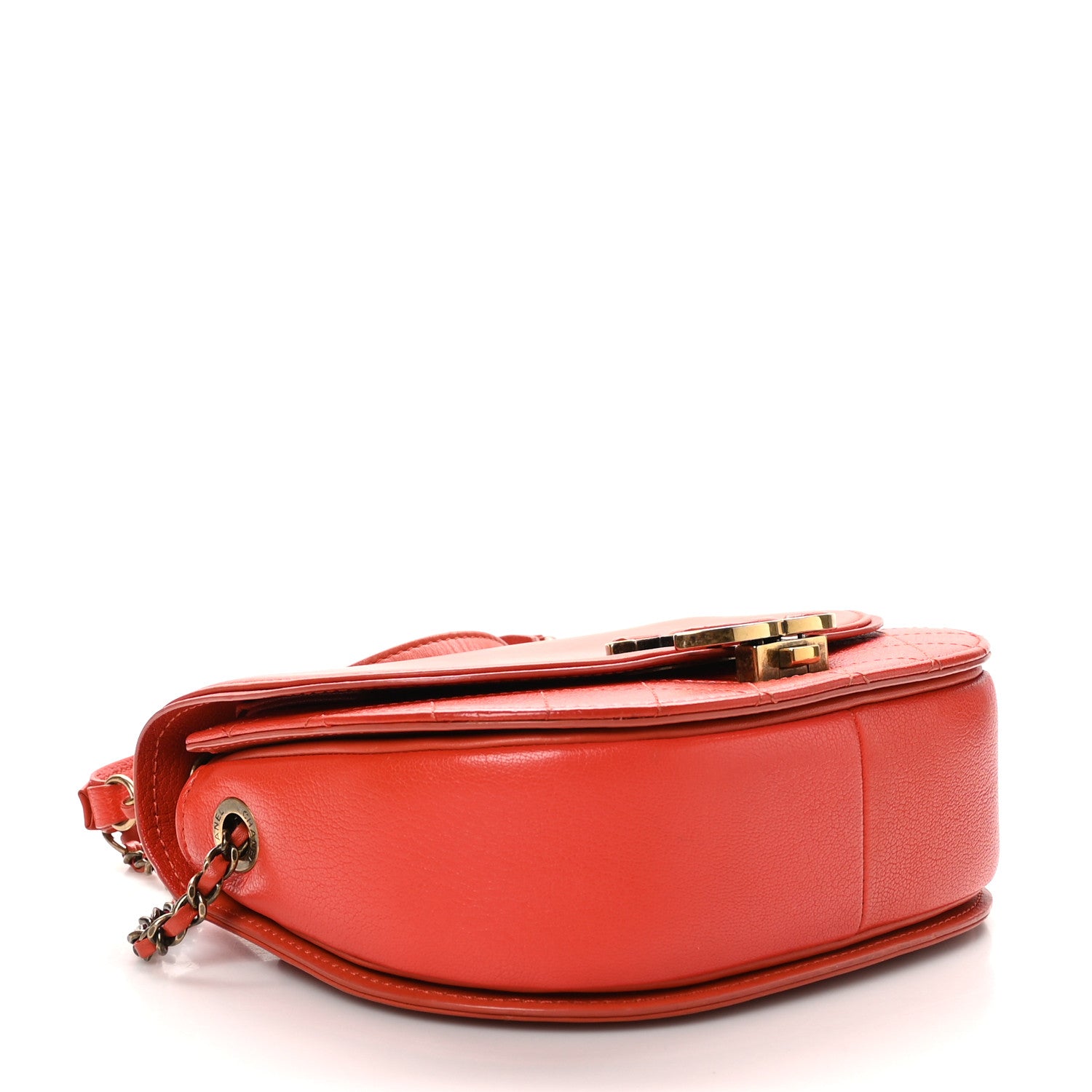 Chanel Shiny Calfskin Goatskin Quilted Small Coco Curve Messenger Flap Red 4 of 10