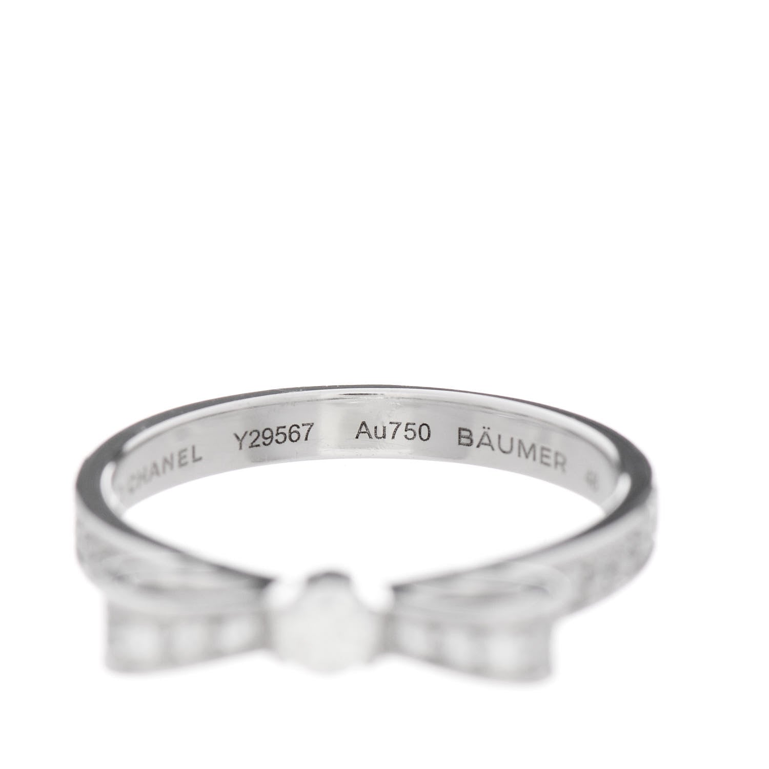 Chanel 18K White Gold Diamond Ruban Ring 48 4.5 5 of 6