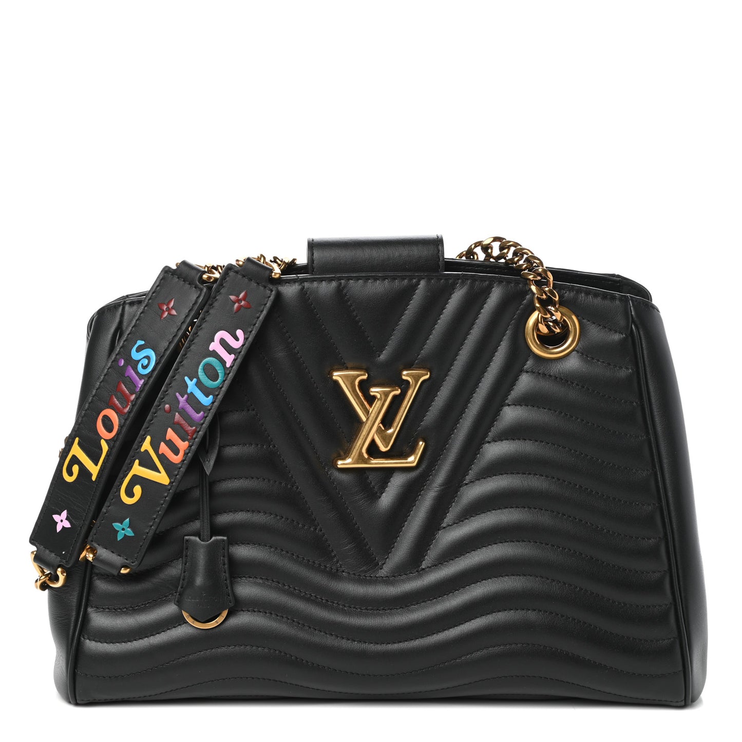 Calfskin New Wave Chain Tote Black