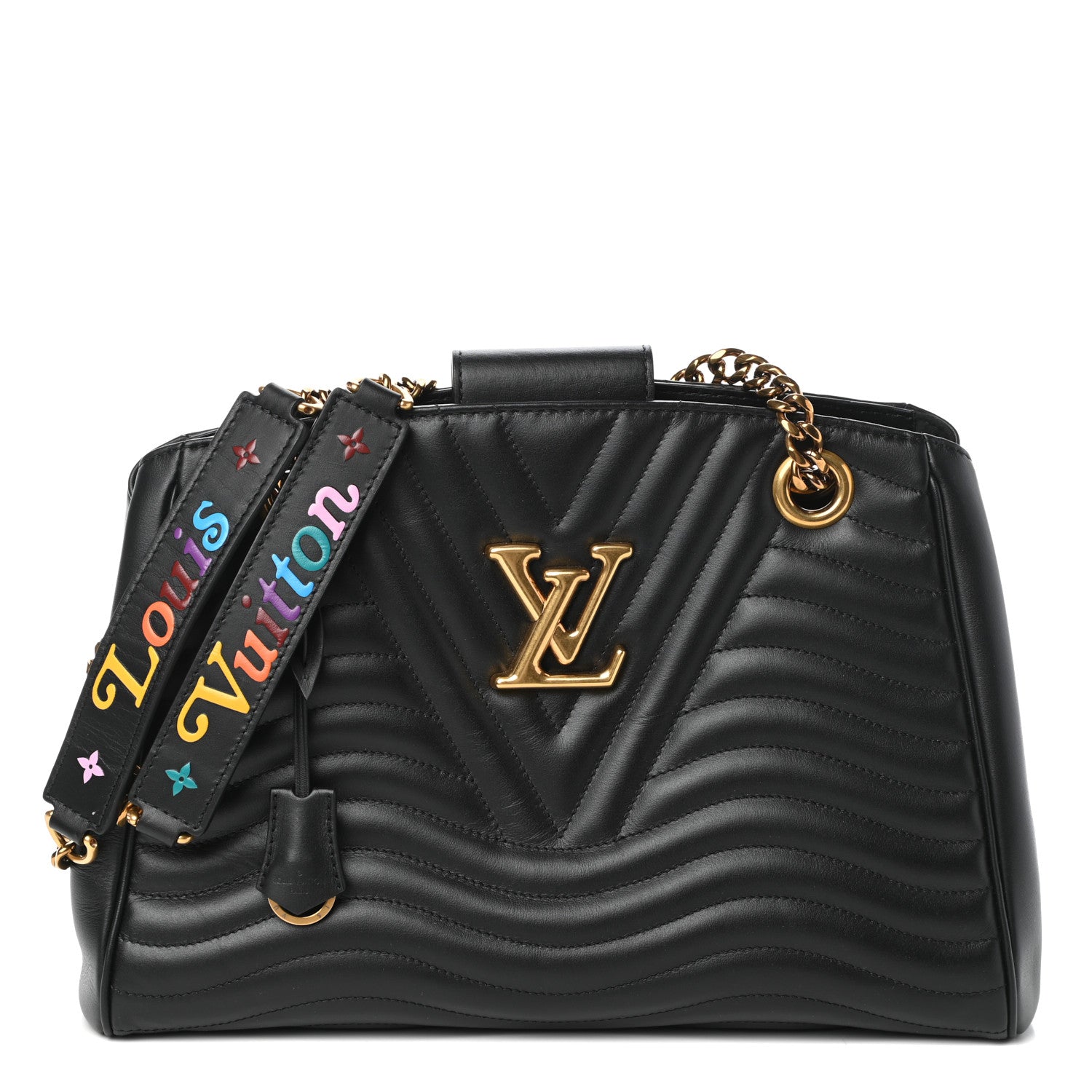 Louis Vuitton Calfskin New Wave Chain Tote Black 1 of 9