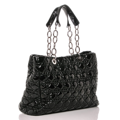 Christian Dior Patent Cannage Large Dior Soft Shopping Tote Black 3 of 6