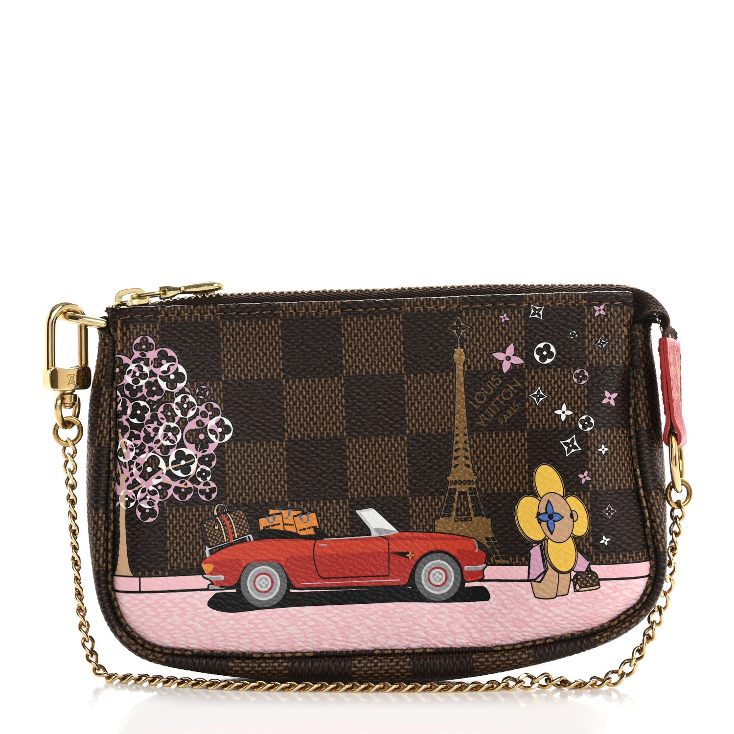 Louis Vuitton Damier Ebene 2019 Christmas Animation Mini Pochette Accessories Red 1 of 10