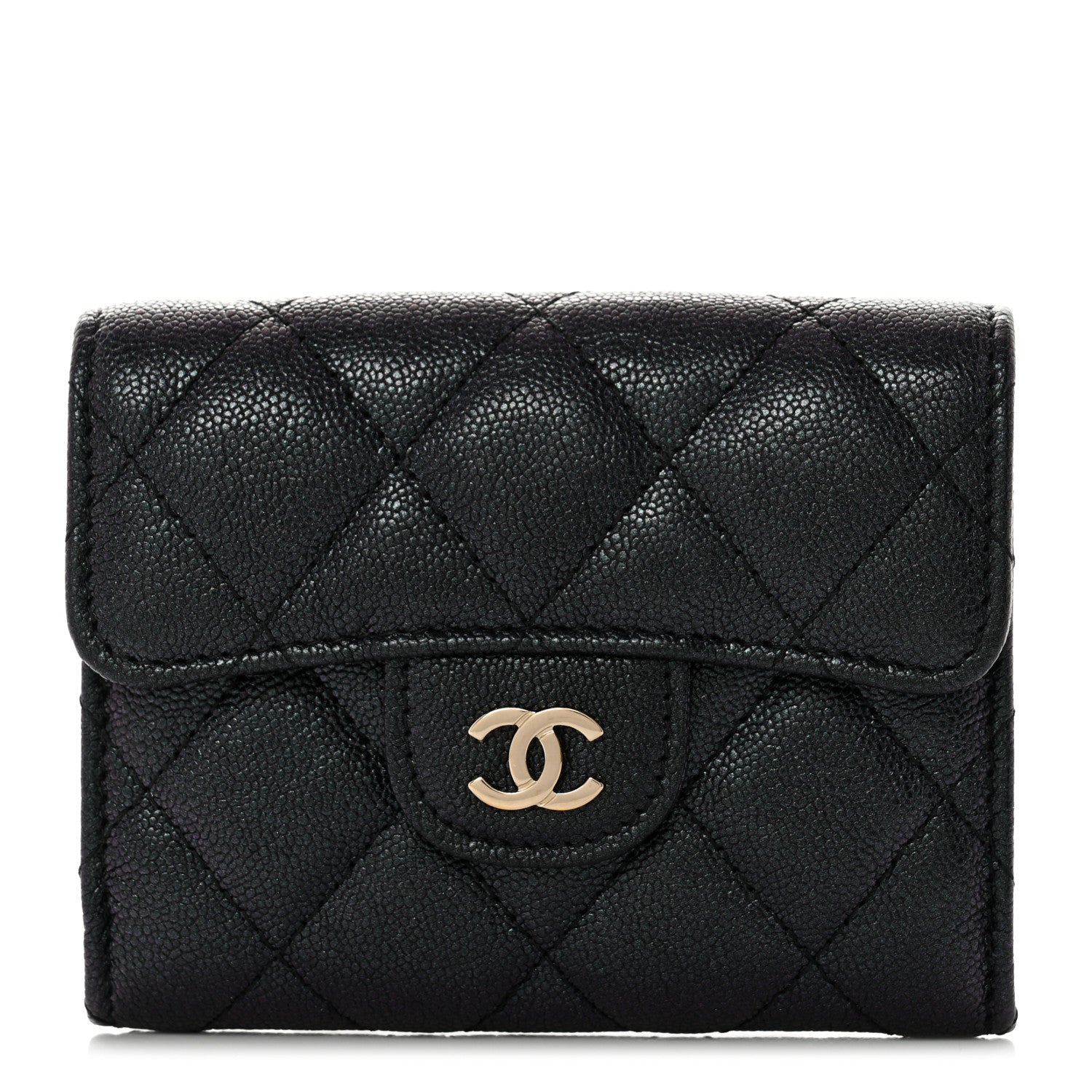 Chanel Iridescent Caviar Quilted Flap Card Holder Wallet Black 1 of 10