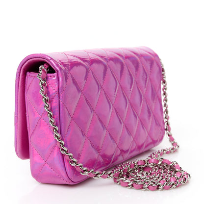 Chanel Iridescent Mirror Goatskin Quilted Clutch With Chain Pink 3 of 12