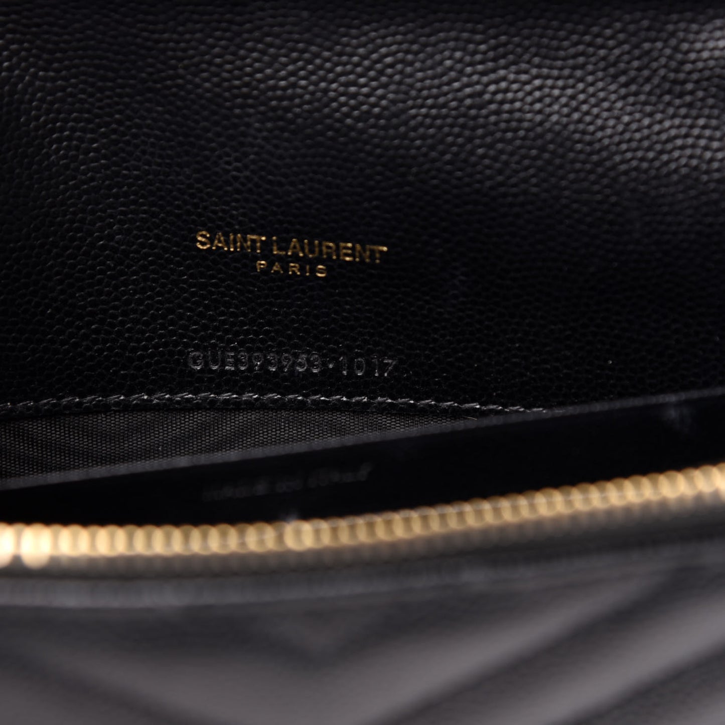 Grain De Poudre Matelasse Chevron Monogram Envelope Chain Wallet Black